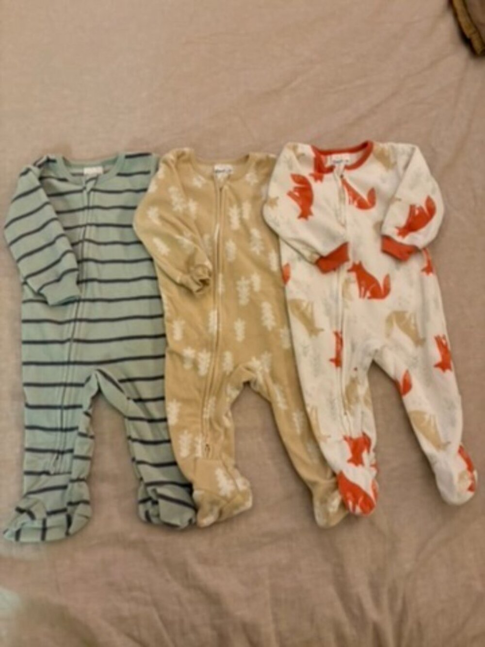 Gerber Baby Unisex 3pc Fleece Footed Pajamas Sleepers 3-6M